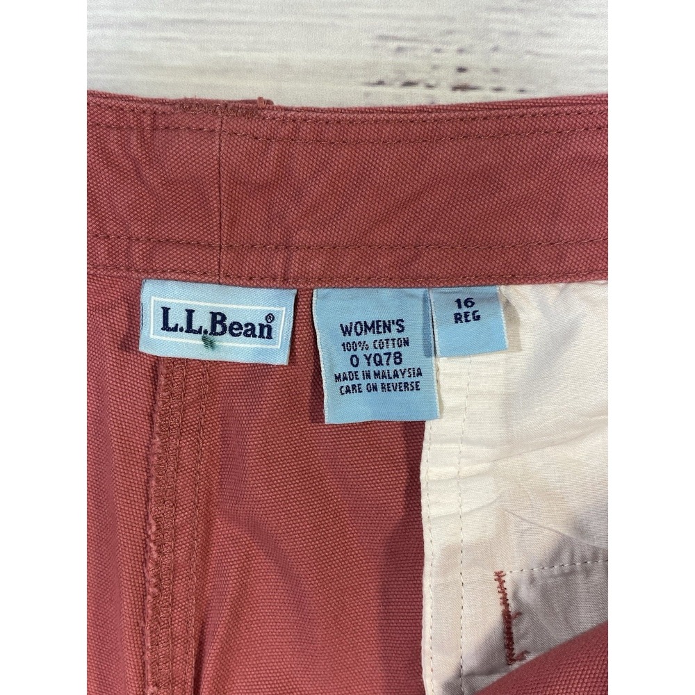 L.L.Bean Pants Women 16 Rose Pink Cargo Straight Leg Cotton Canvas Utility 0YQ78 - Picture 8 of 9
